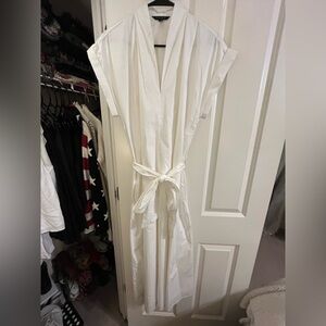 Banana Republic Factory White Cotton Midi Dress with Tie Waist